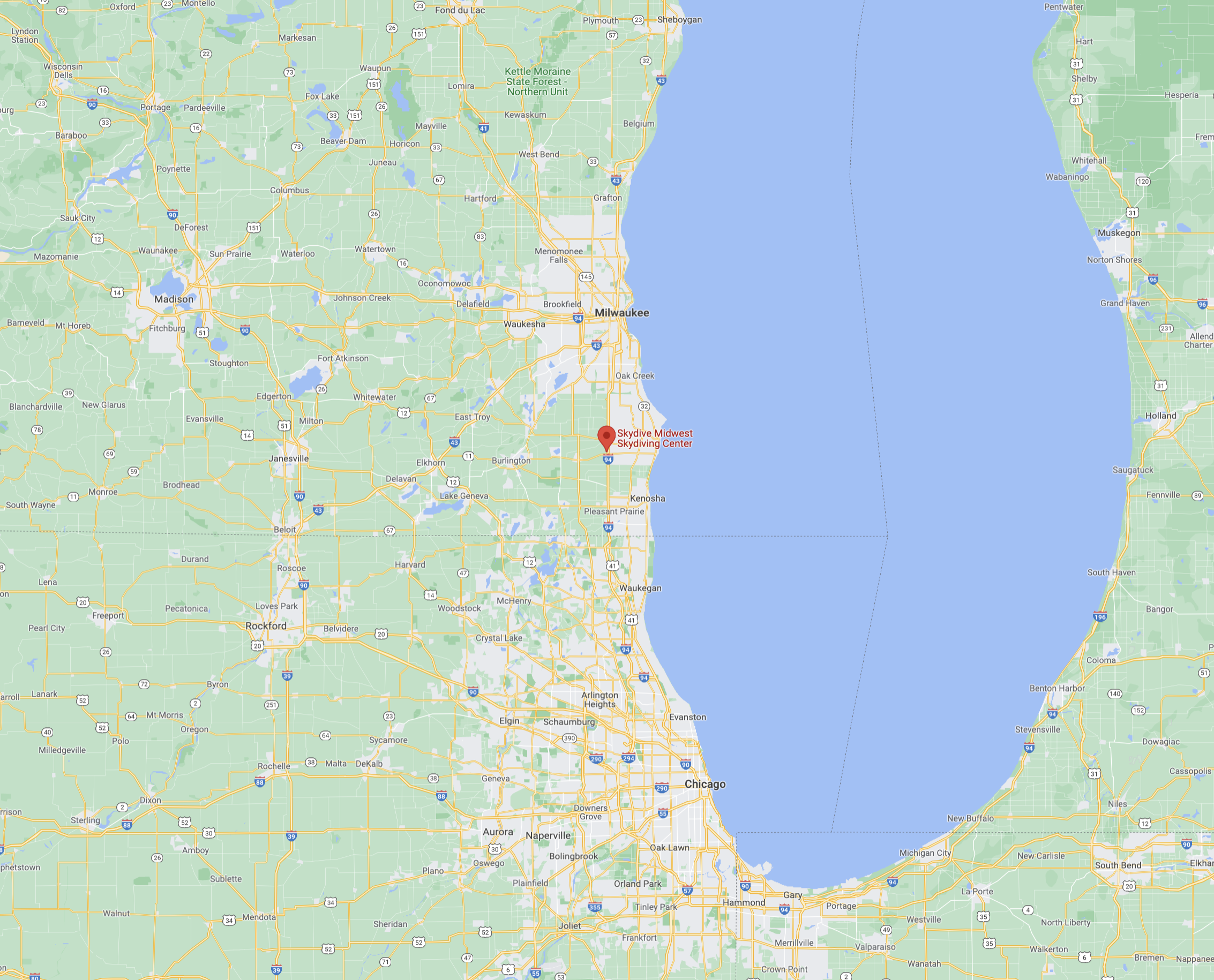 Map - Skydive Midwest Location