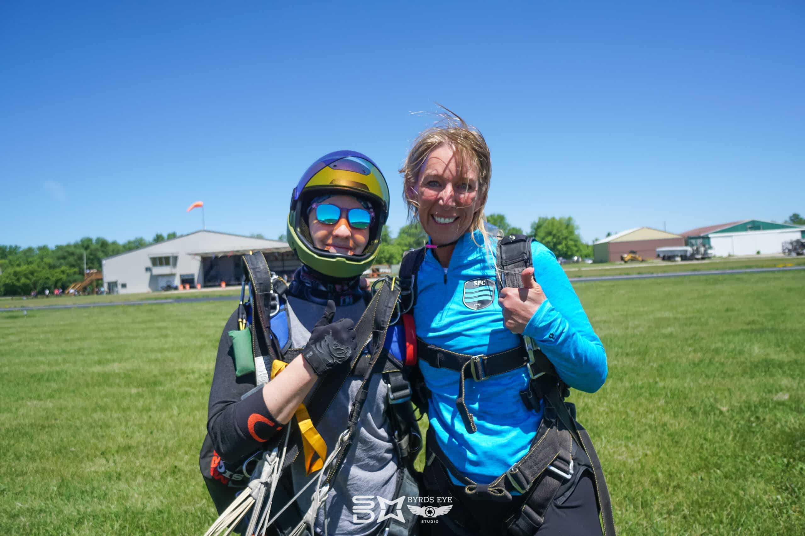 Tandem Skydive Student Smiles after landing